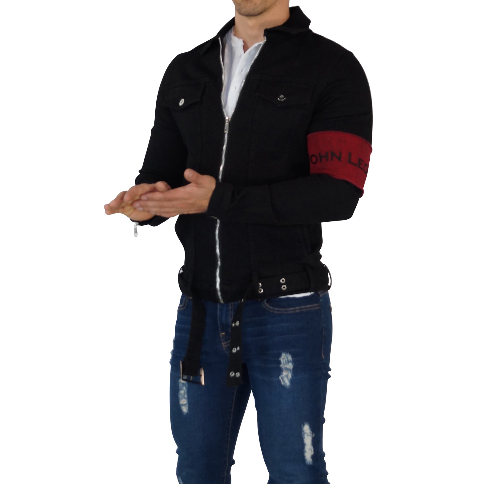 Distressed Black Denim Jacket