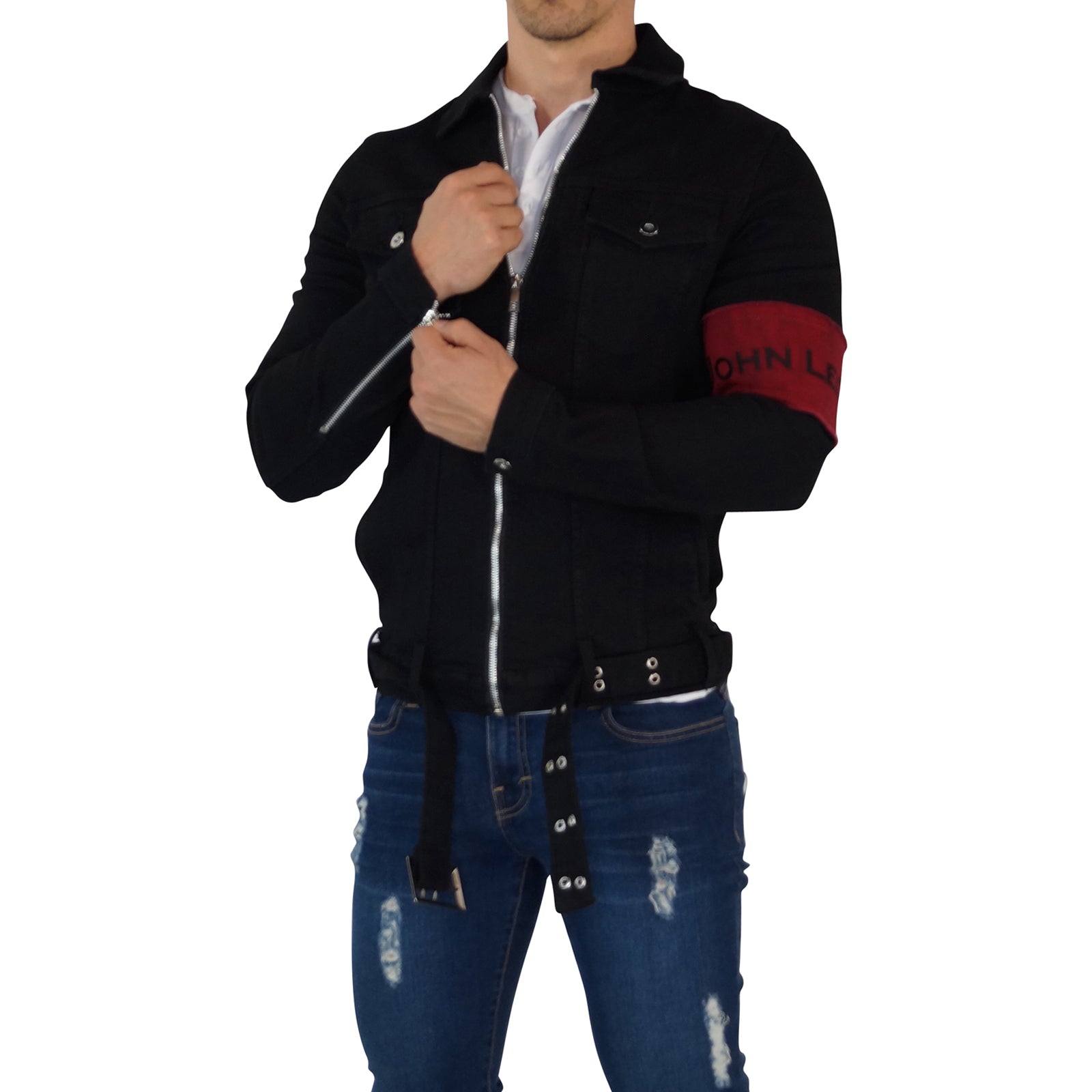 Distressed Black Denim Jacket