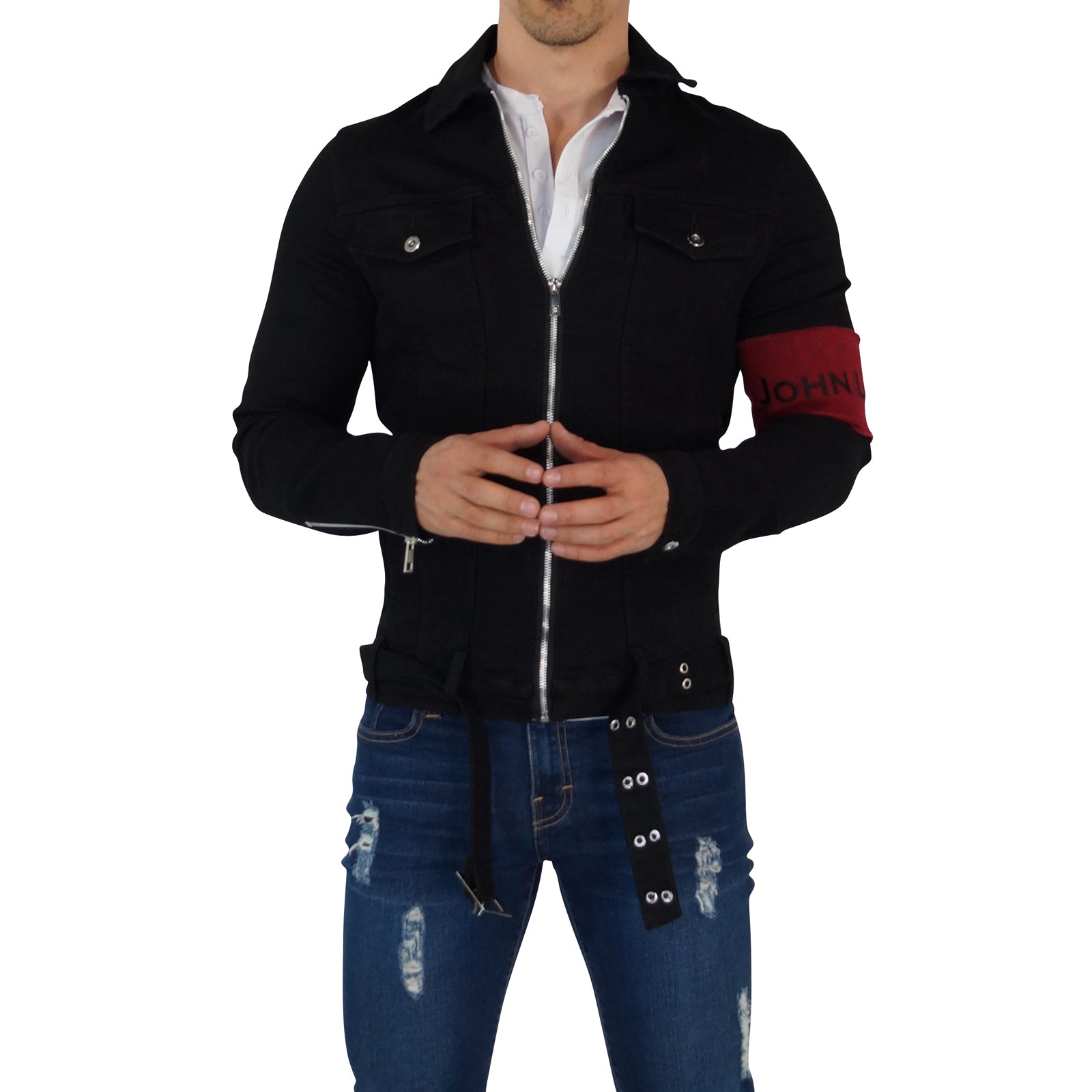 Distressed Black Denim Jacket