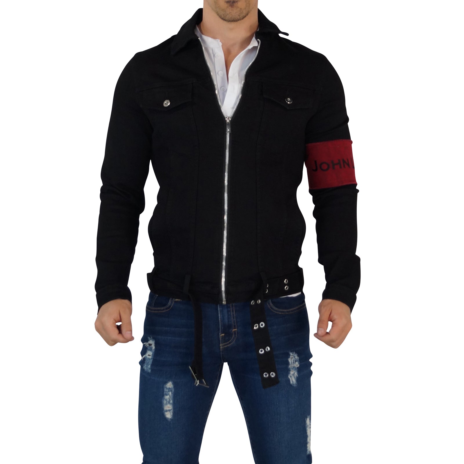 Distressed Black Denim Jacket