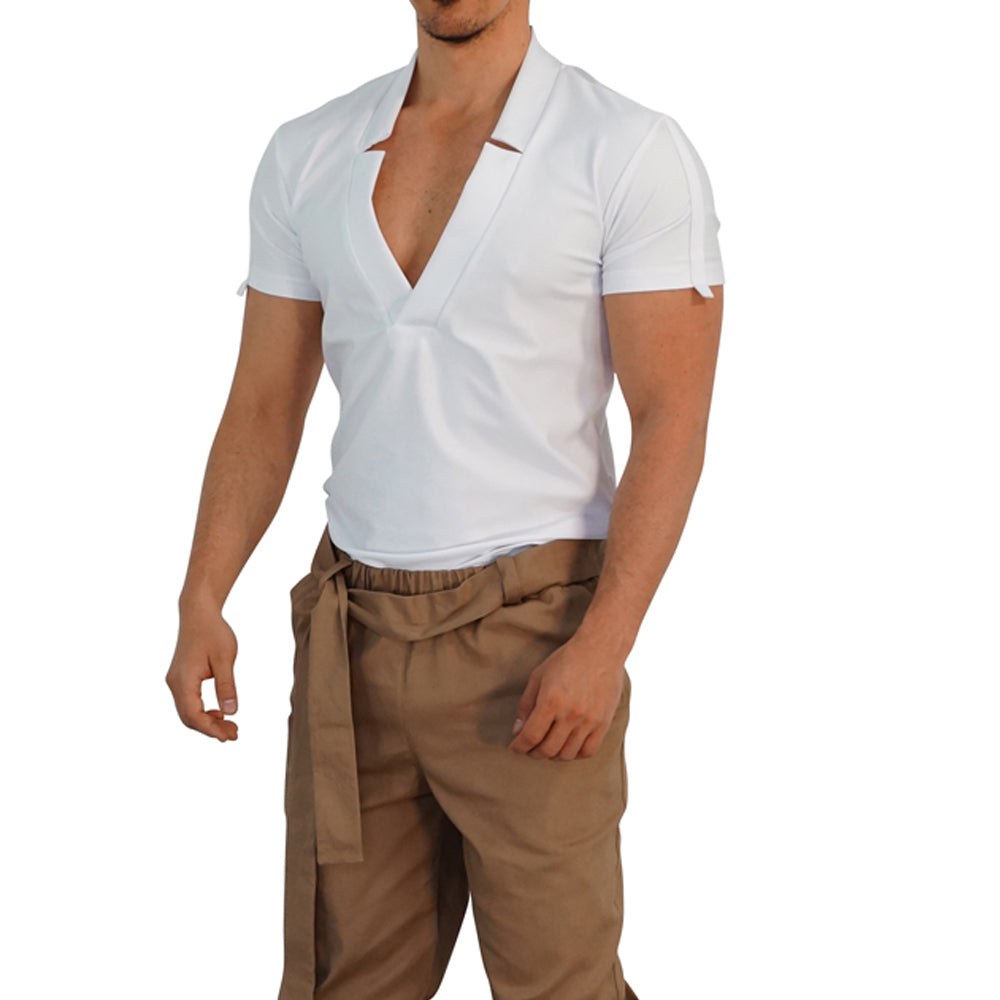 Playera Tulum  Deep V Neck Blanco