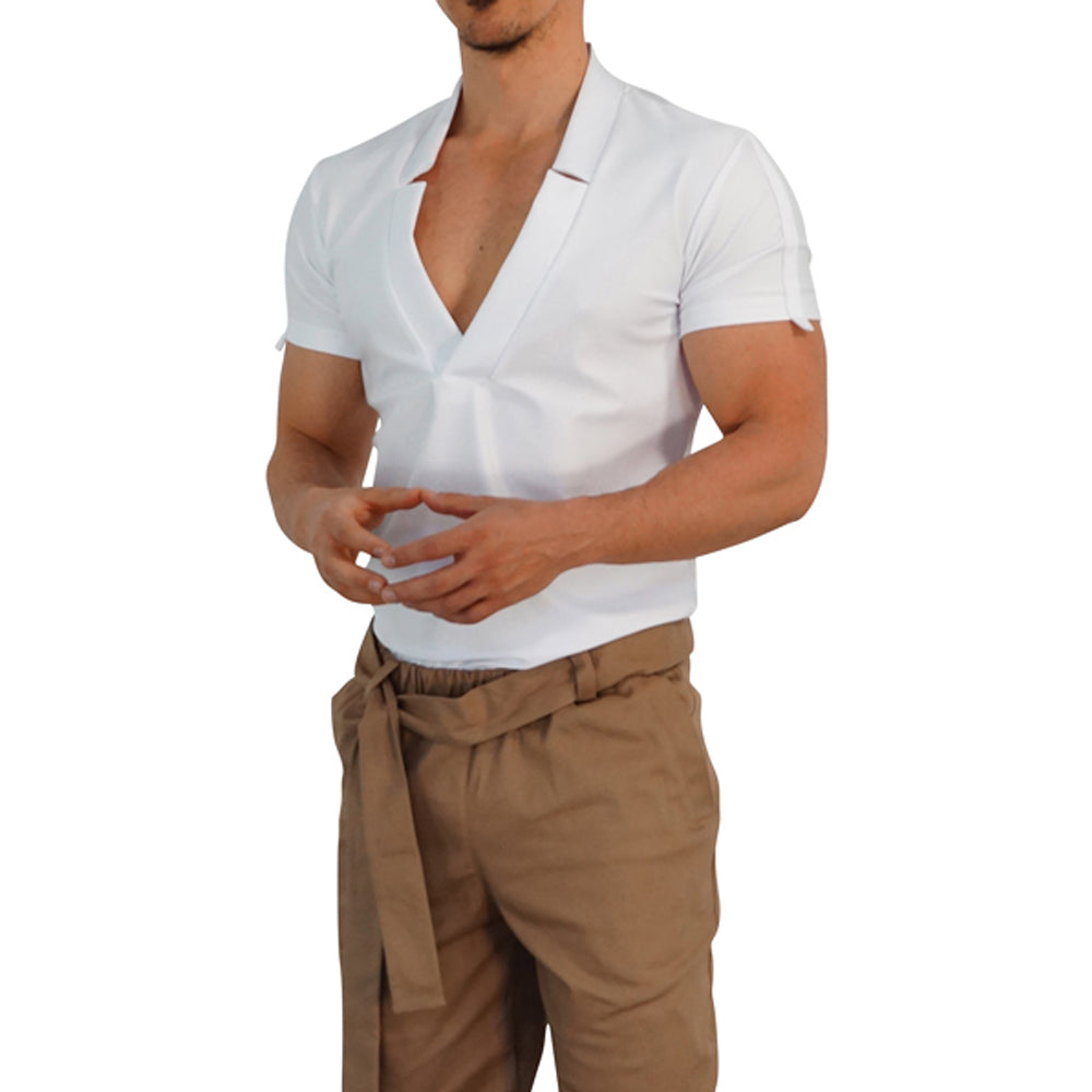 Playera Tulum  Deep V Neck Blanco