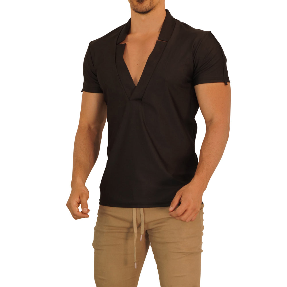 V Neck Beach Deep V Neck T-shirt Black