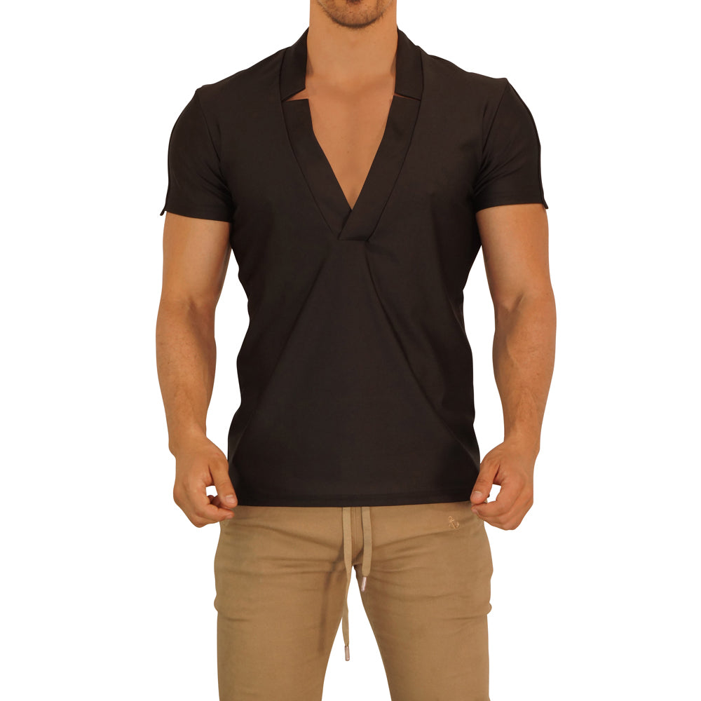 V Neck Beach Deep V Neck T-shirt Black