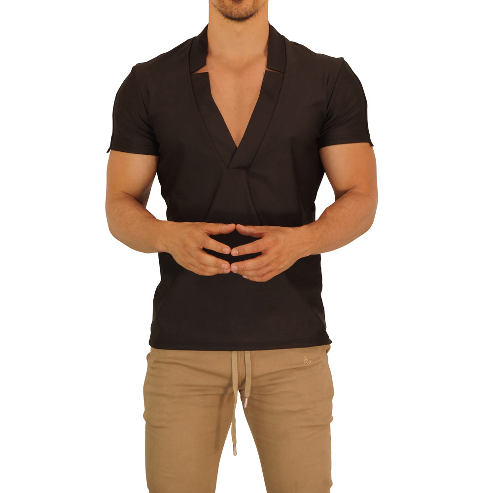 V Neck Beach Deep V Neck T-shirt Black