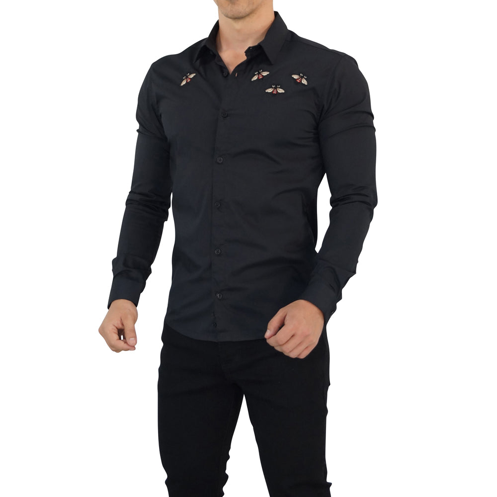 Camisa Negra Bee Attack Manga Larga