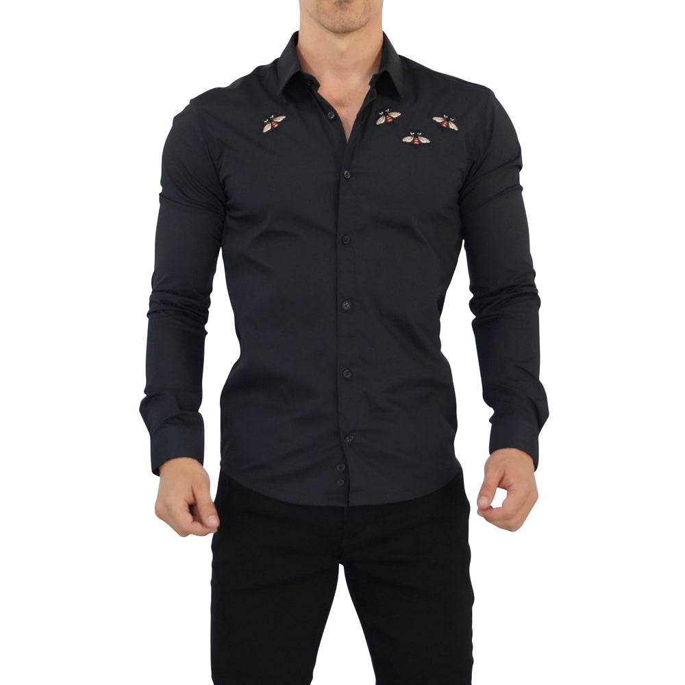 Camisa Negra Bee Attack Manga Larga