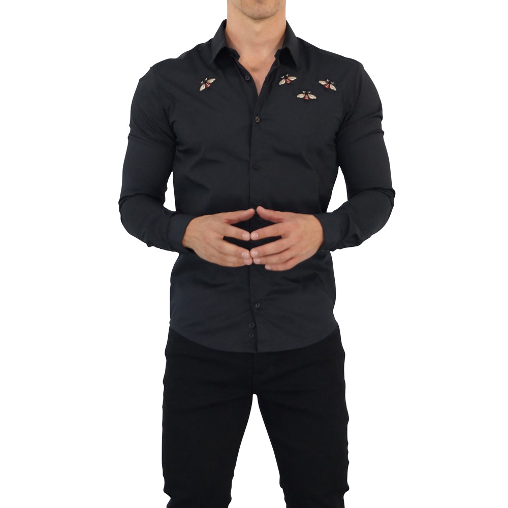 Camisa Negra Bee Attack Manga Larga