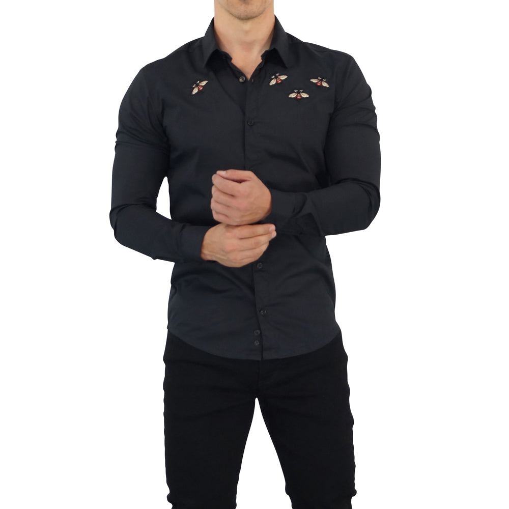 Camisa Negra Bee Attack Manga Larga