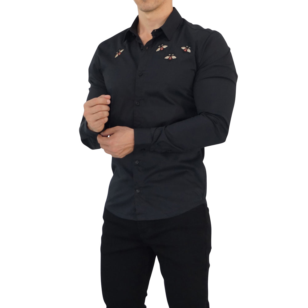 Camisa Negra Bee Attack Manga Larga