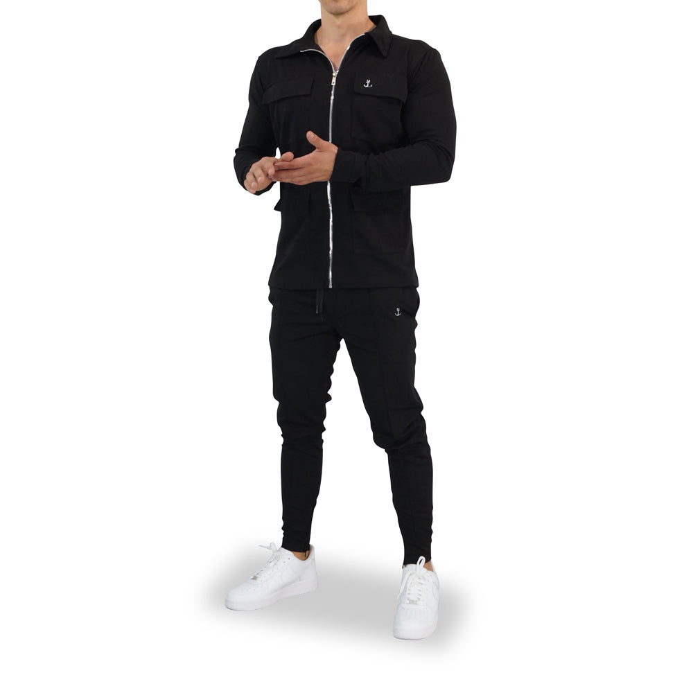 Casual Utility Tracksuit Black