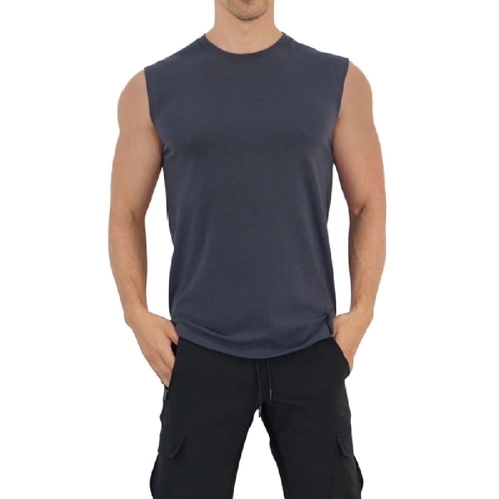 Turn The Pain Cut Off Tank Top Steel Gray