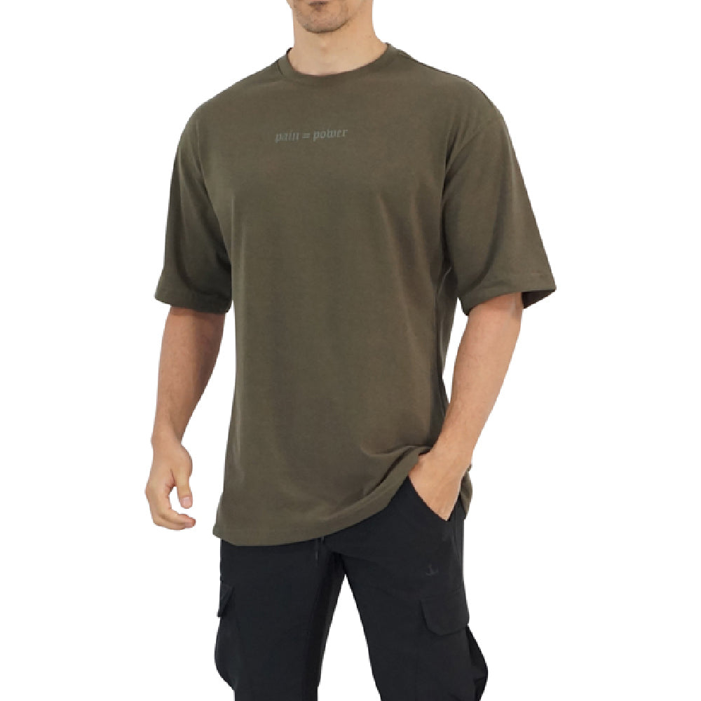 Oversized T-shirt Military Green Logo Turn The Pain Olive
