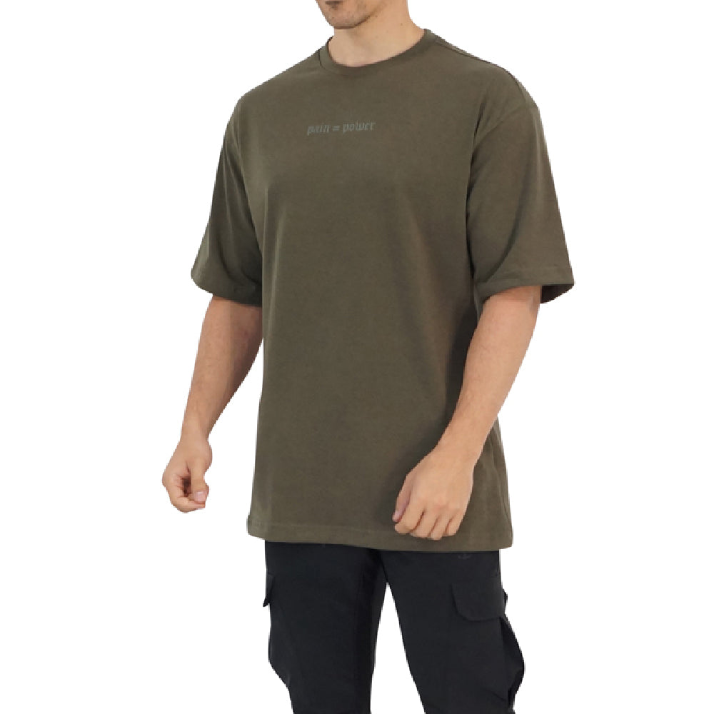 Oversized T-shirt Military Green Logo Turn The Pain Olive