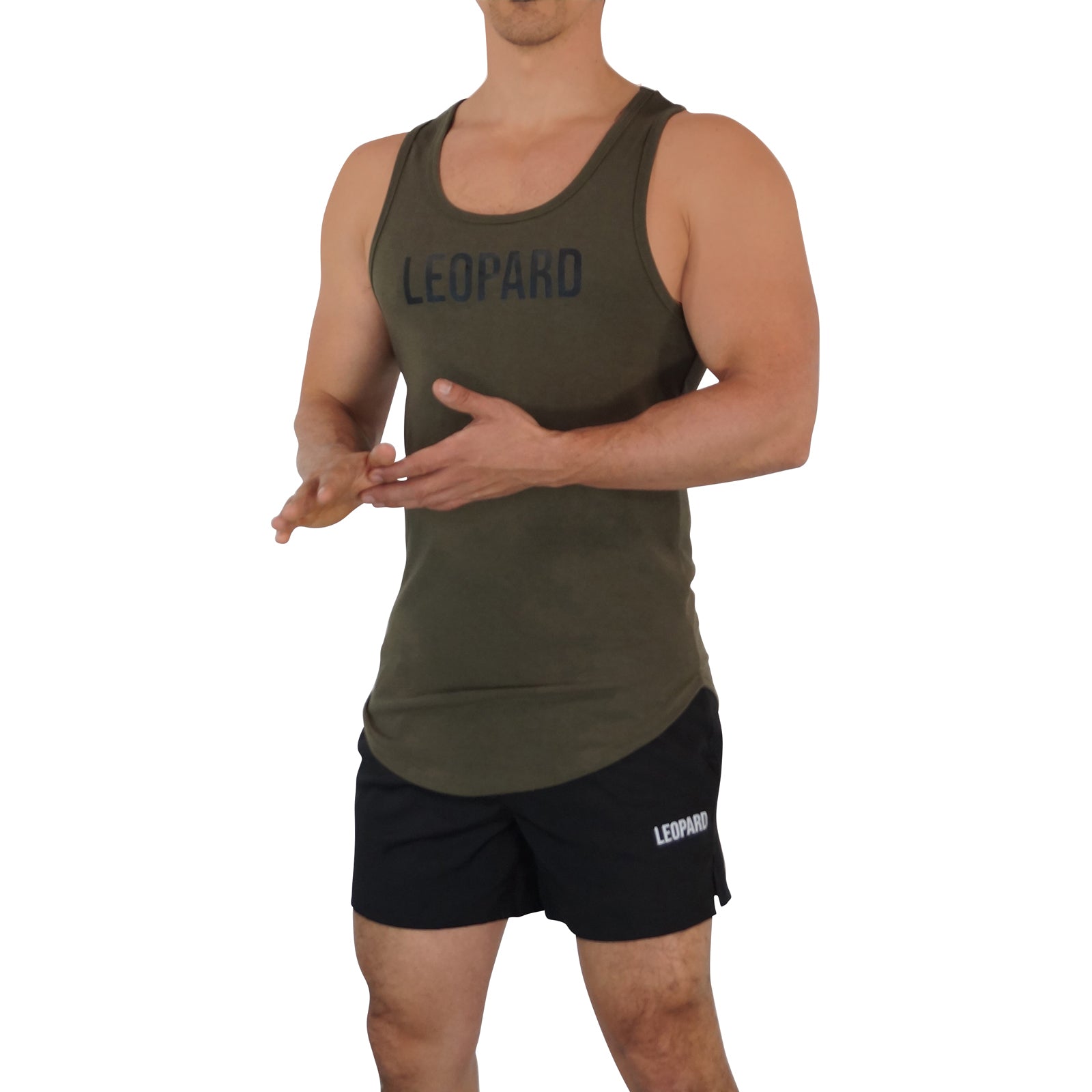 Gym Core Tank Military Green Big Logo Black