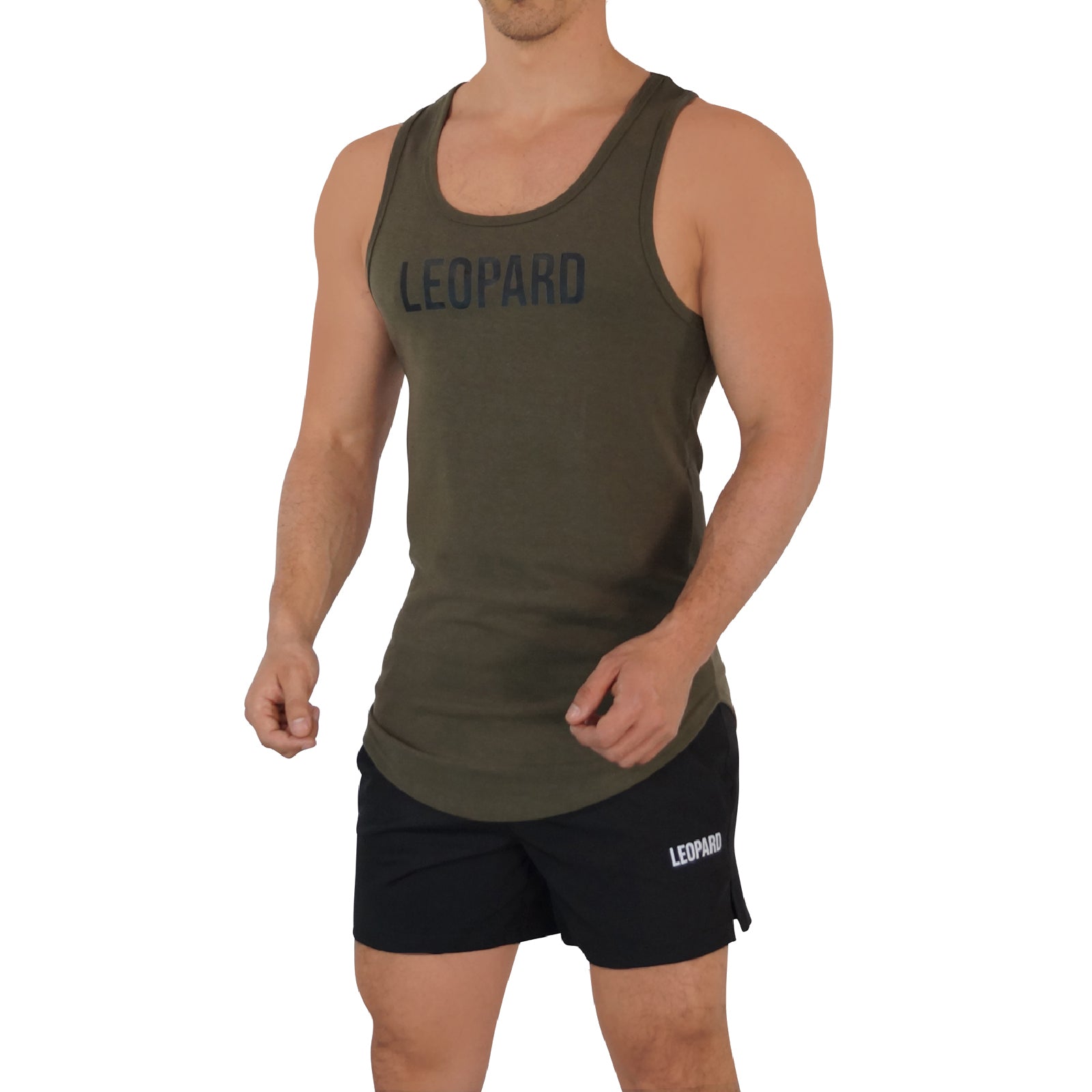 Gym Core Tank Military Green Big Logo Black