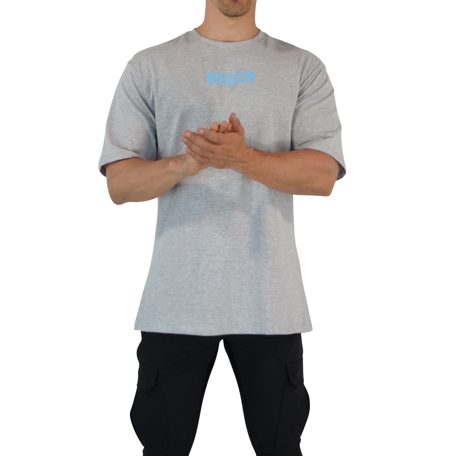 Oversized Logo Leopard Light Gray T-shirt