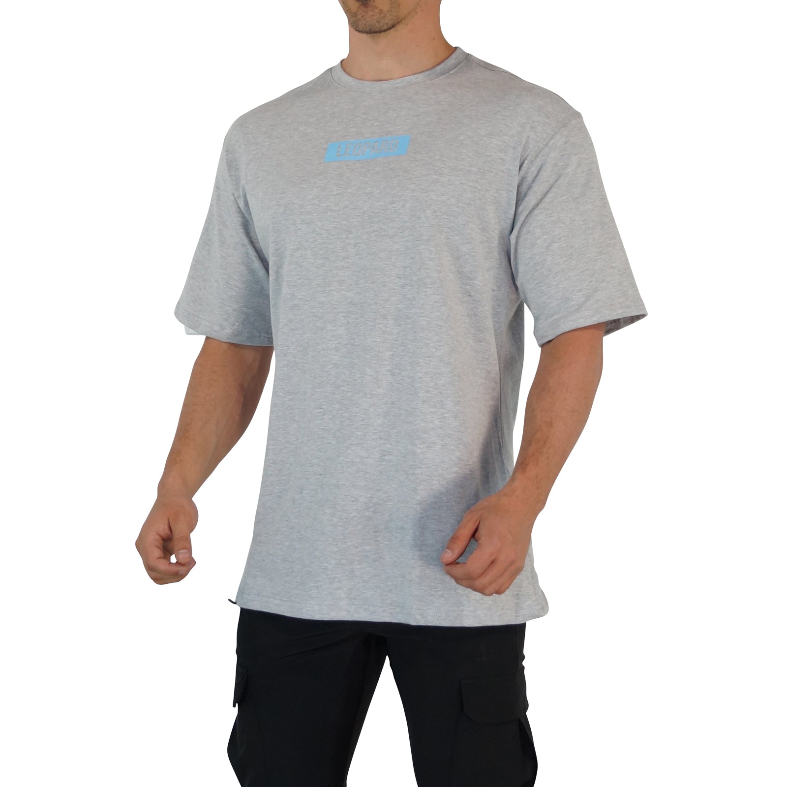 Oversized Logo Leopard Light Gray T-shirt