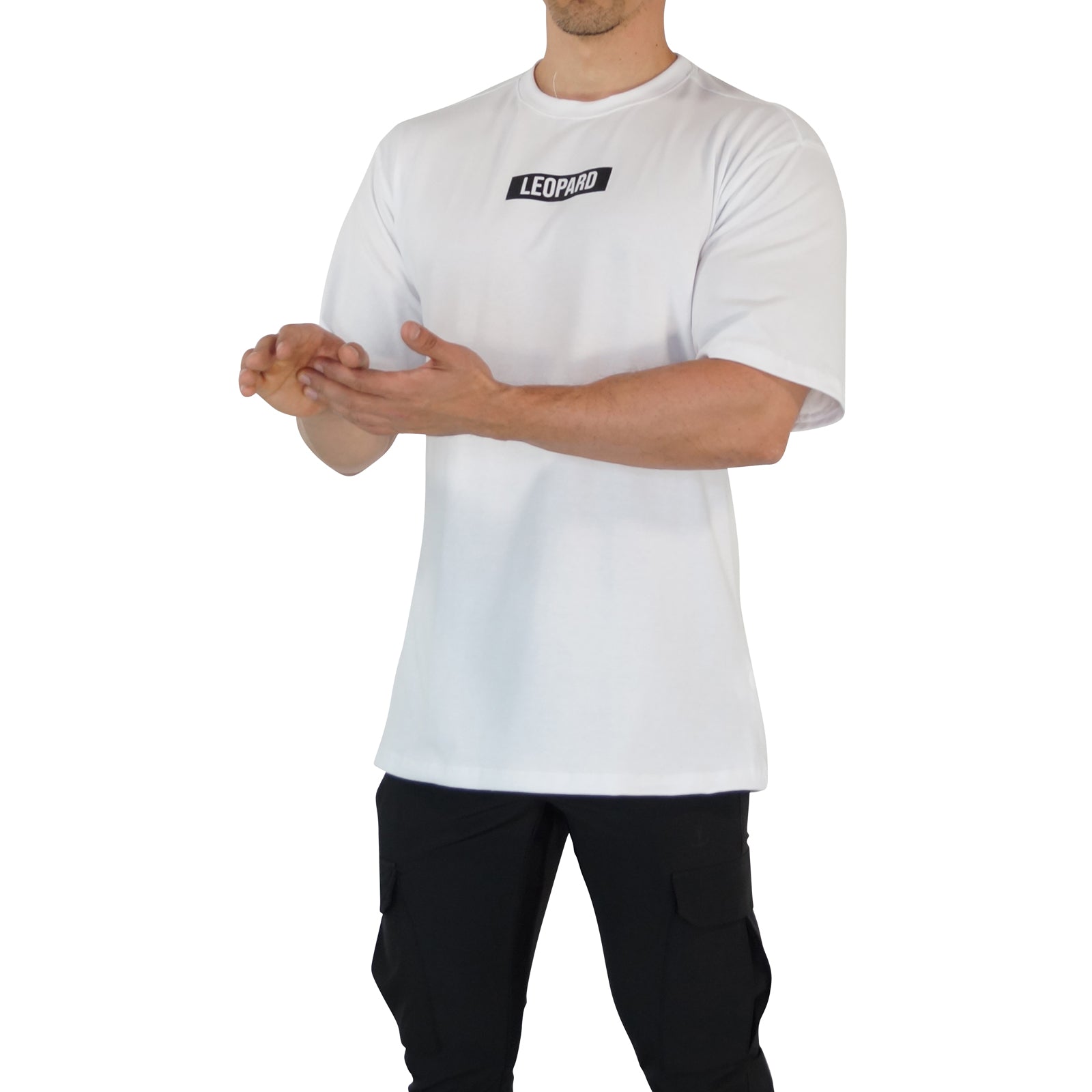 Oversized T-shirt Logo Leopard White