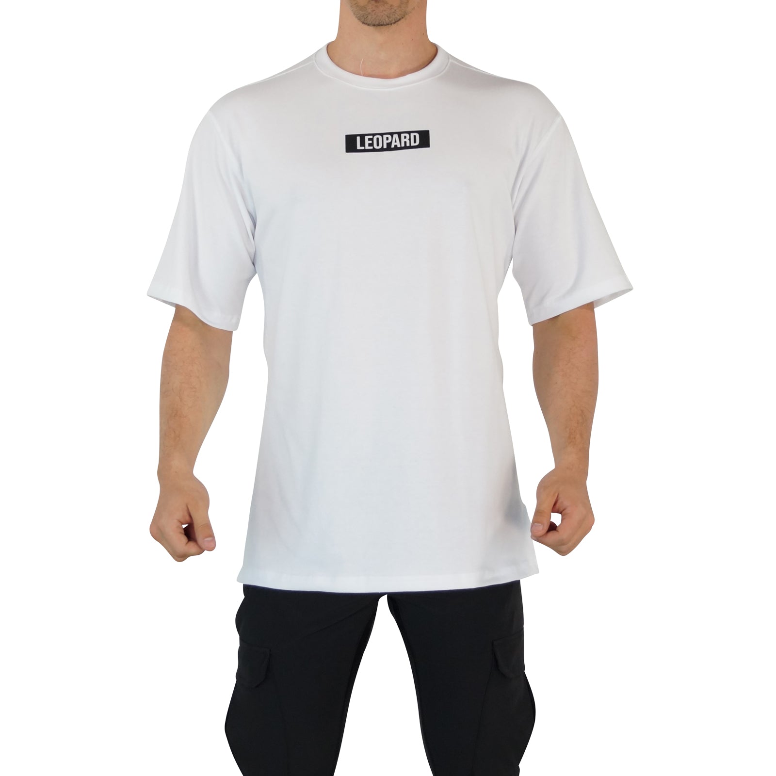Oversized T-shirt Logo Leopard White