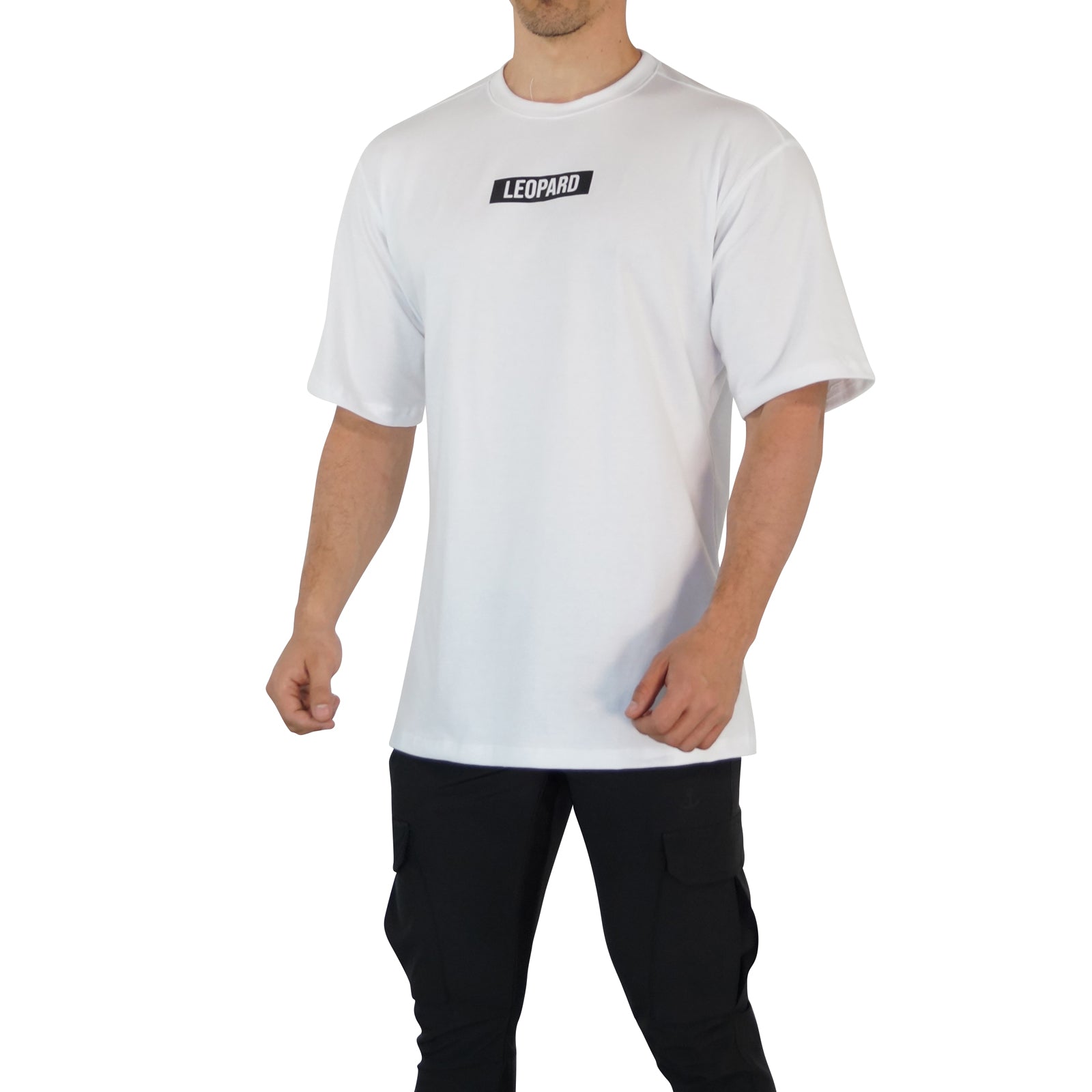 Oversized T-shirt Logo Leopard White