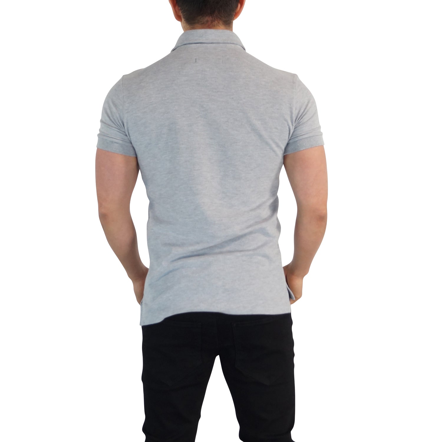 Zipped Polo Manga Corta Jaspe Navy Stripes