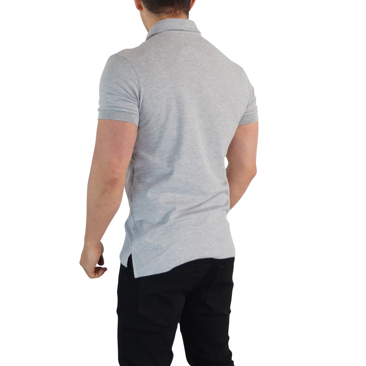 Zipped Polo Manga Corta Jaspe Navy Stripes