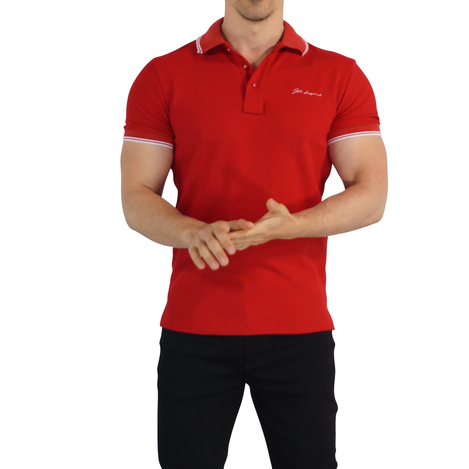 Polo Rojo Mangas Rojo Signature Logo