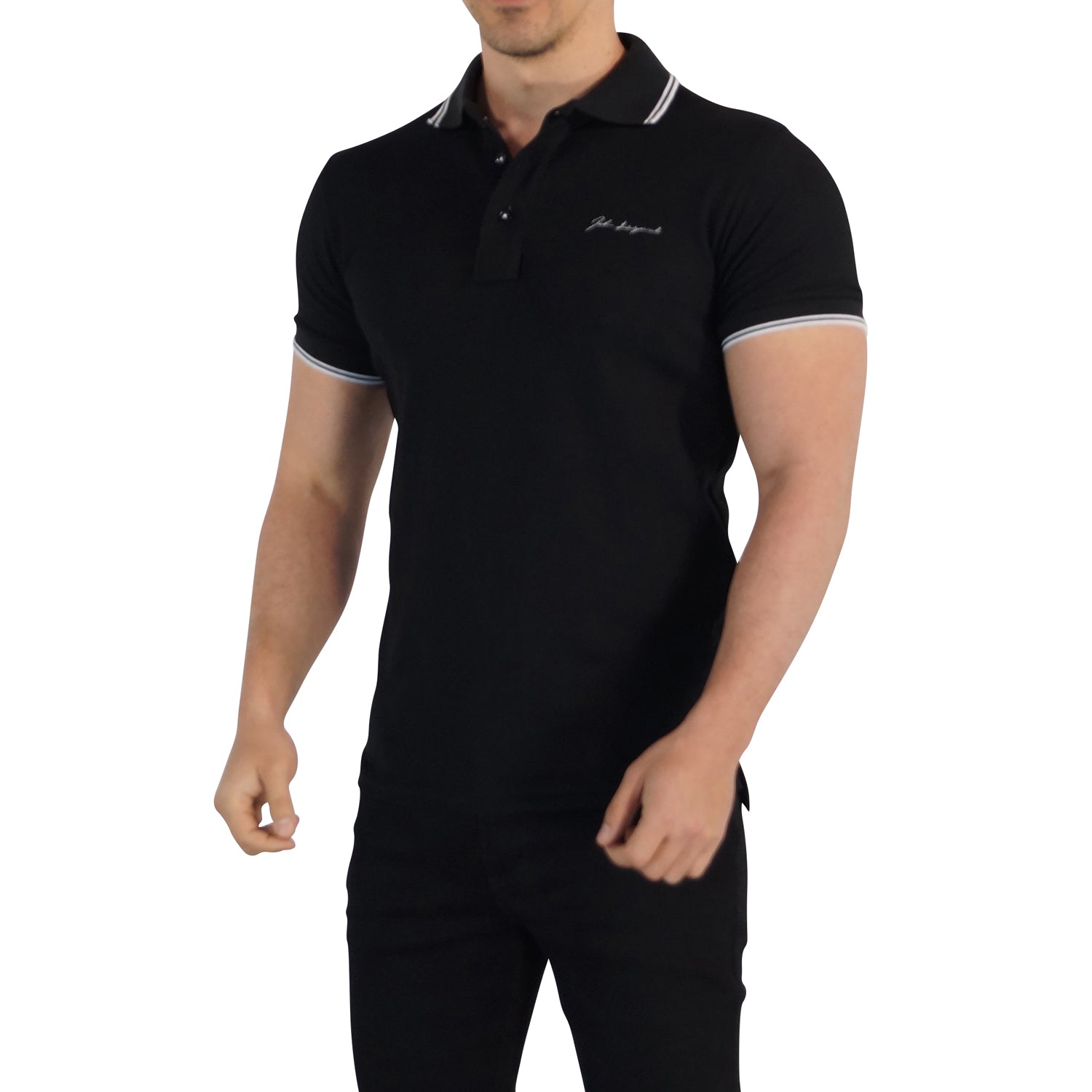 Polo Negro Mangas Negro Signature Logo
