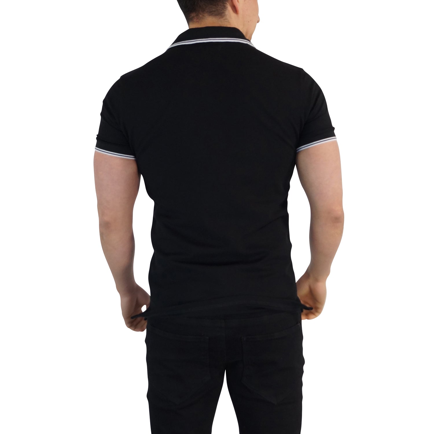 Polo Negro Mangas Negro Signature Logo