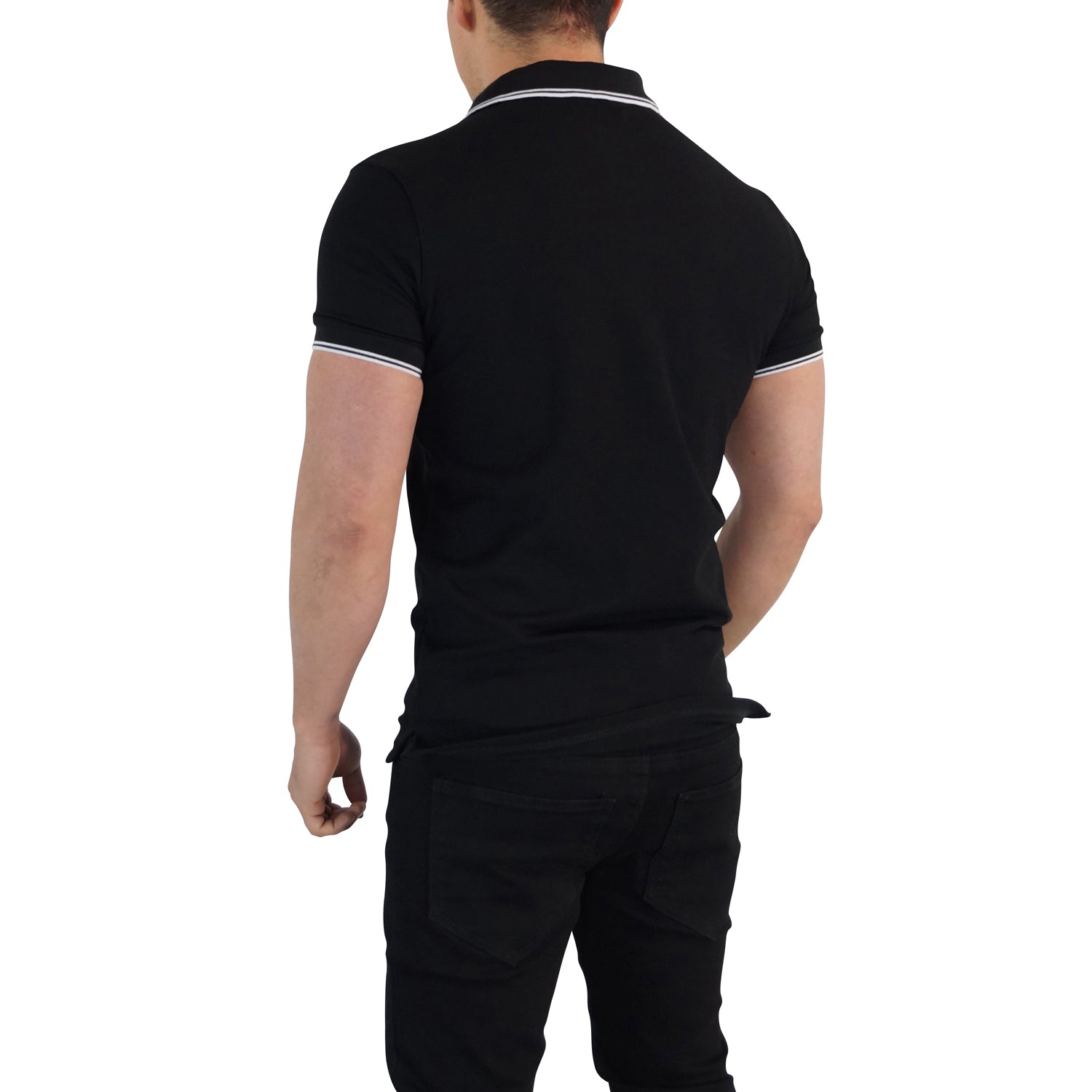 Polo Negro Mangas Negro Signature Logo