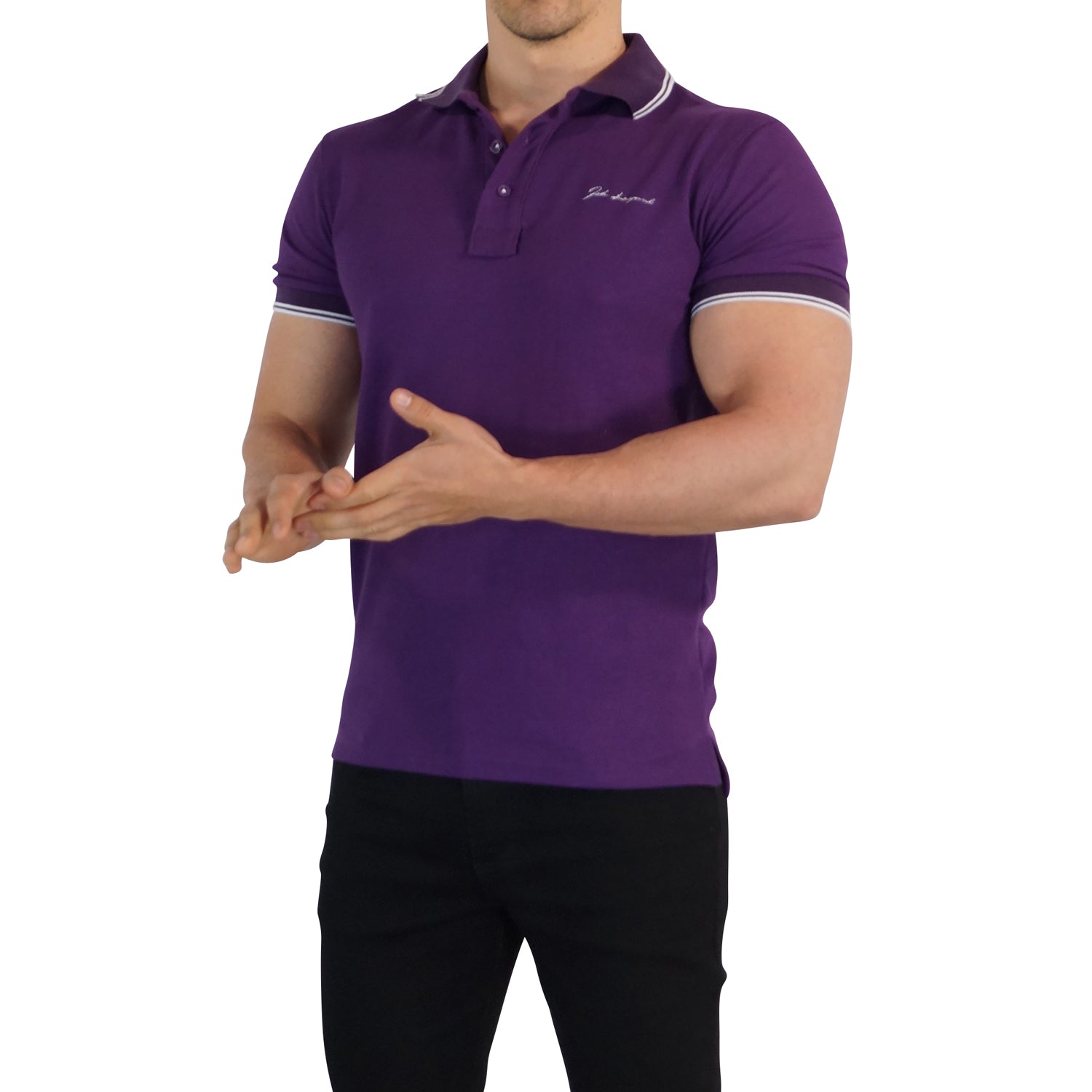 Polo John Leopard Purple Purple Sleeves Signature Logo