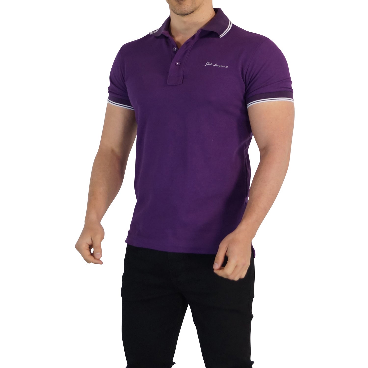 Polo John Leopard Purple Purple Sleeves Signature Logo