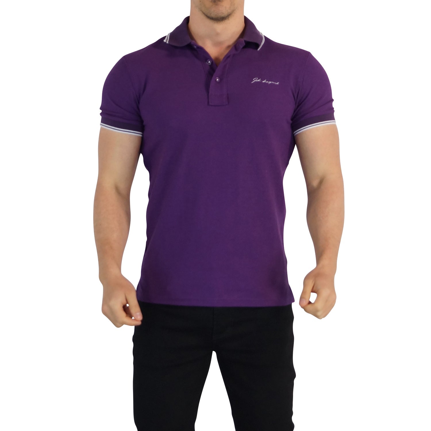 Polo John Leopard Purple Purple Sleeves Signature Logo
