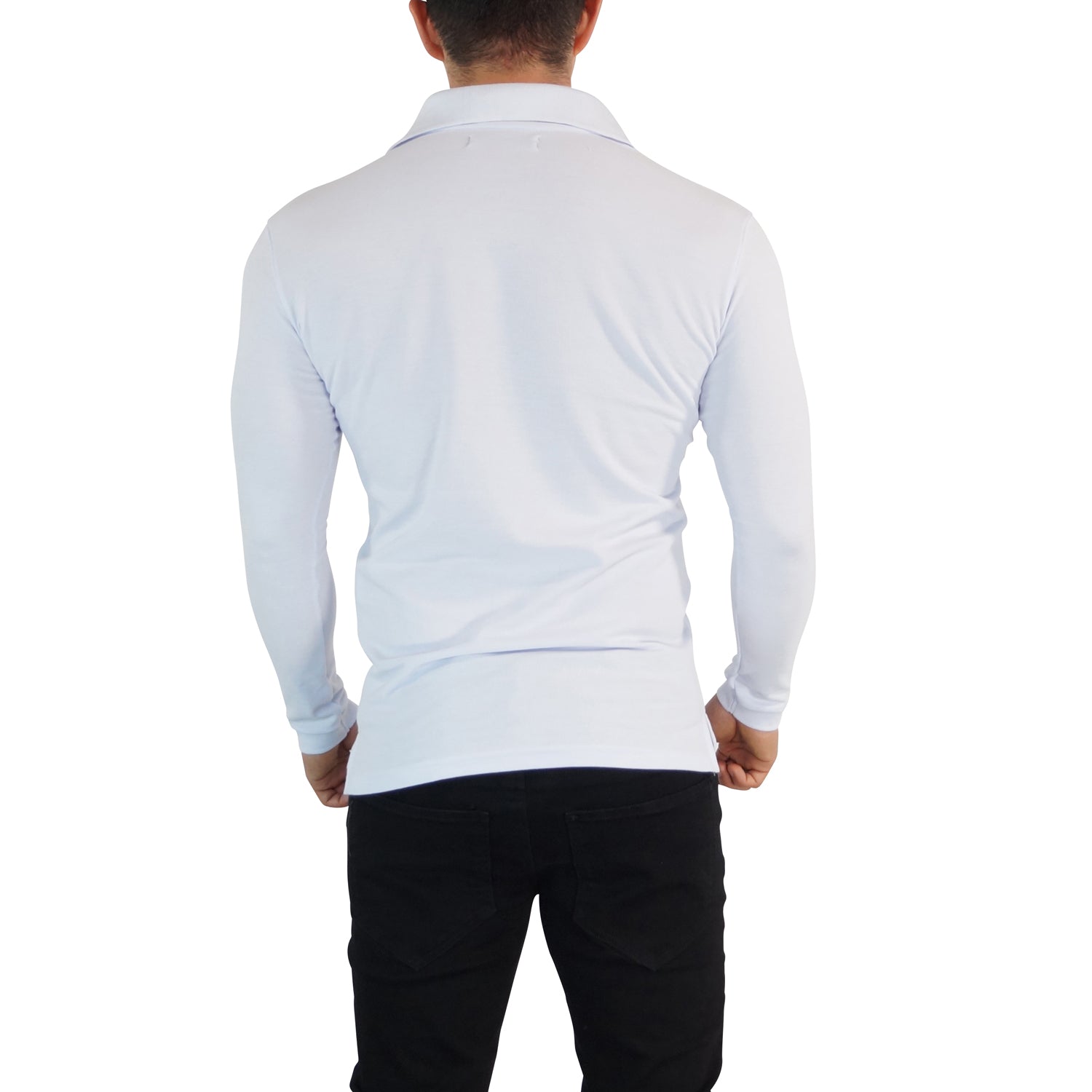 Playera Polo Blanca Logo Negro Manga Larga Blanca