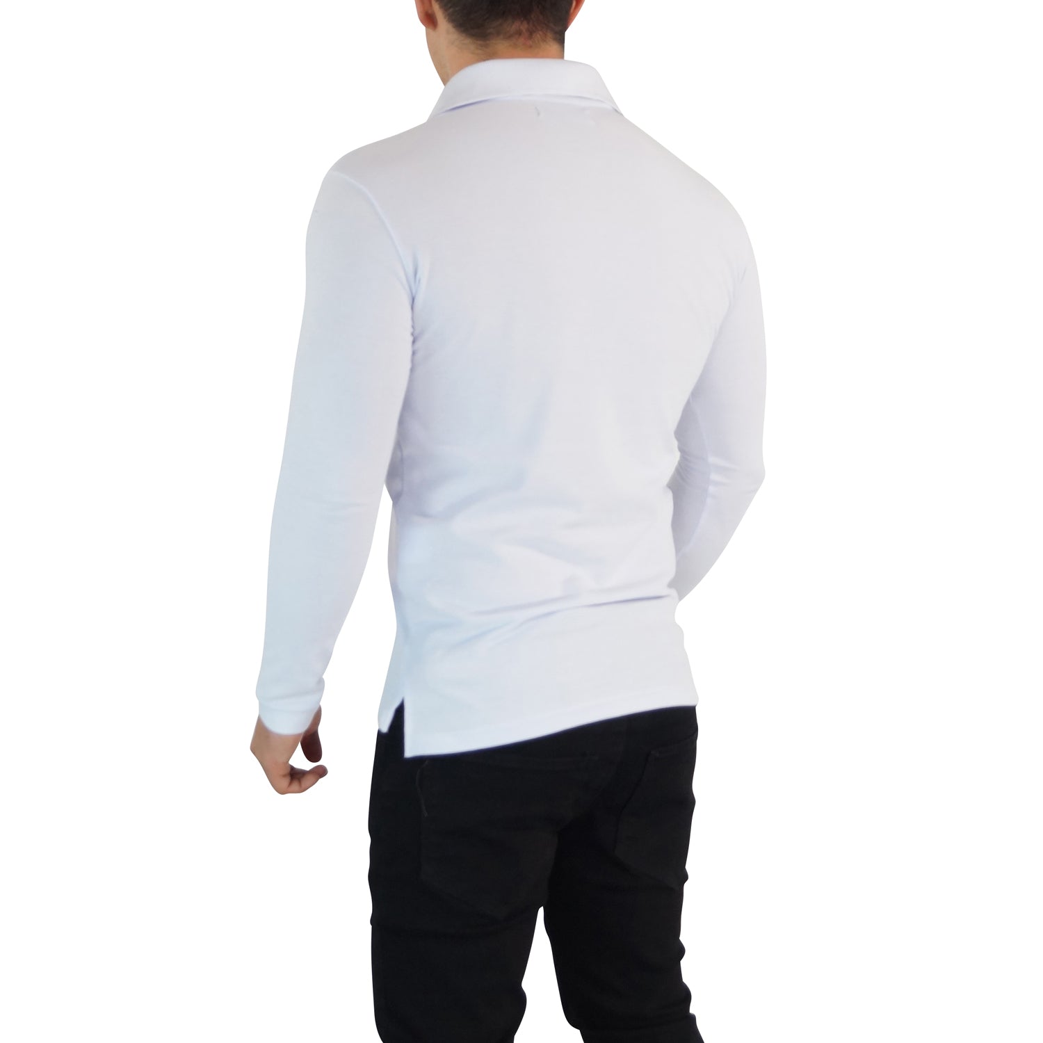 Playera Polo Blanca Logo Negro Manga Larga Blanca