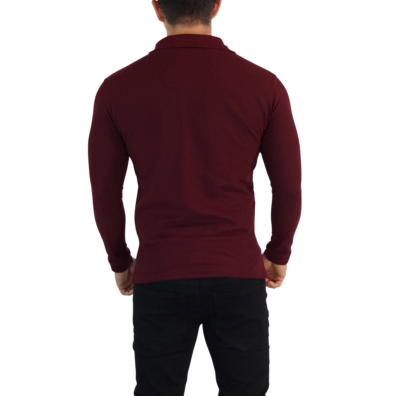 Playera Polo Vino Logo Negro Manga Larga Vino