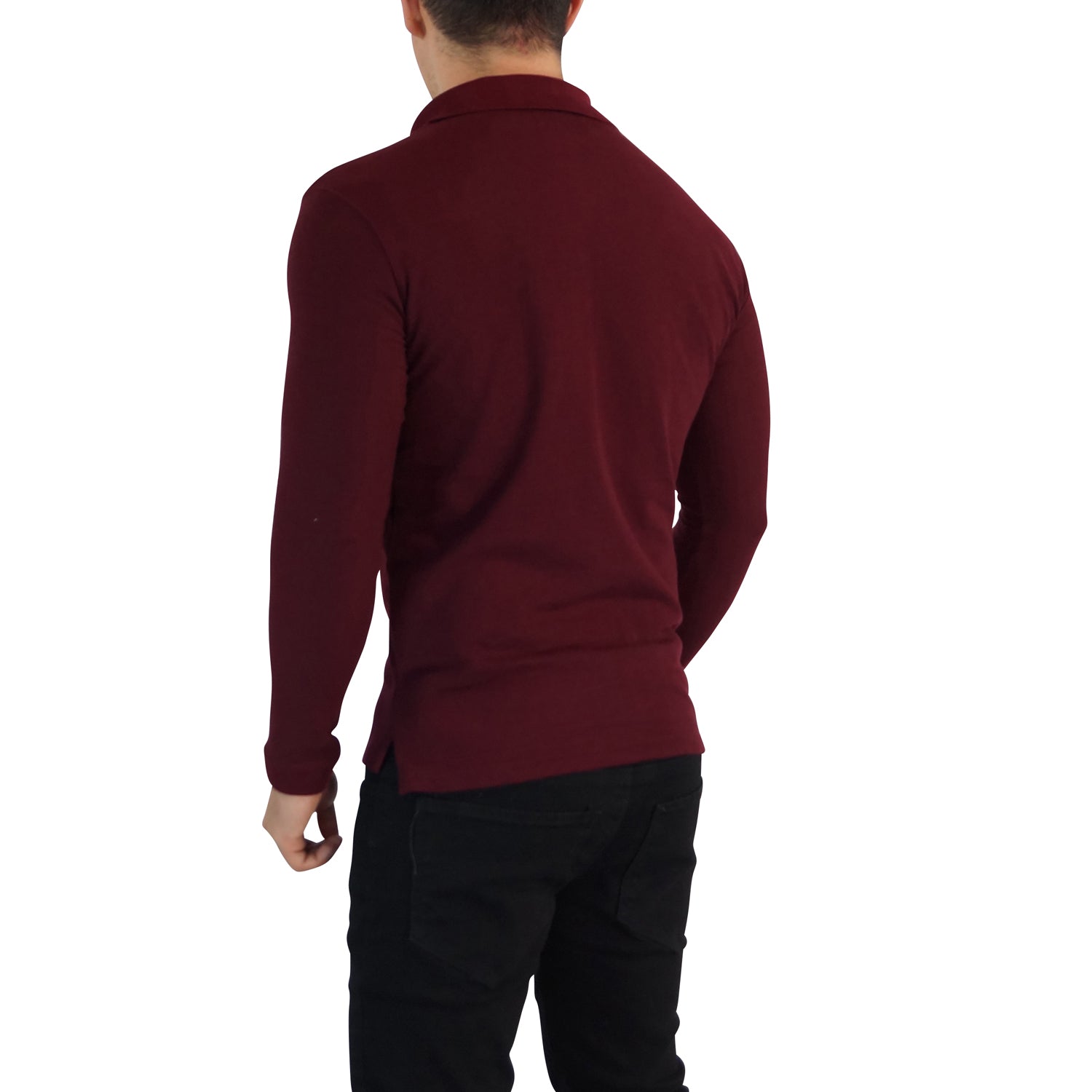 Playera Polo Vino Logo Negro Manga Larga Vino