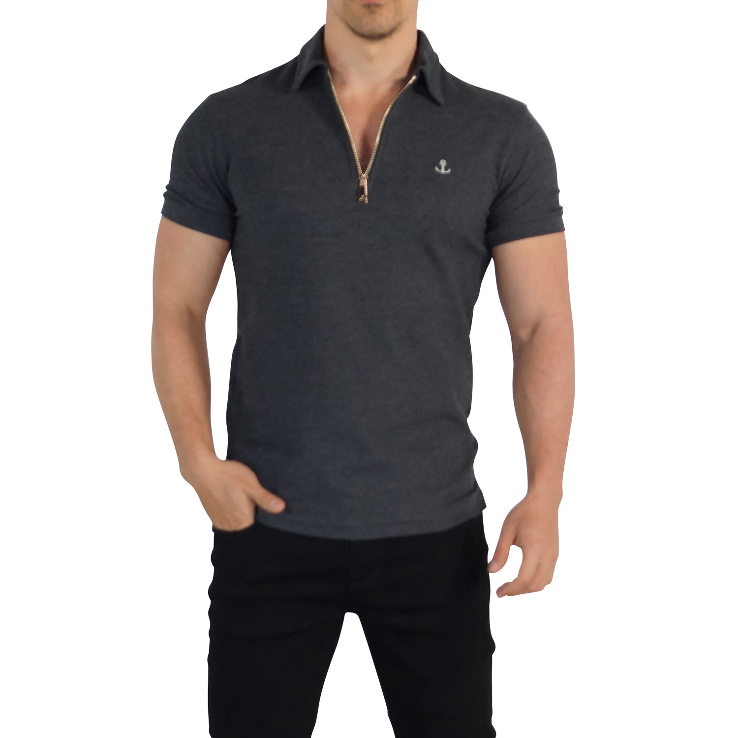 Zipped Polo Manga Corta Full Oxford