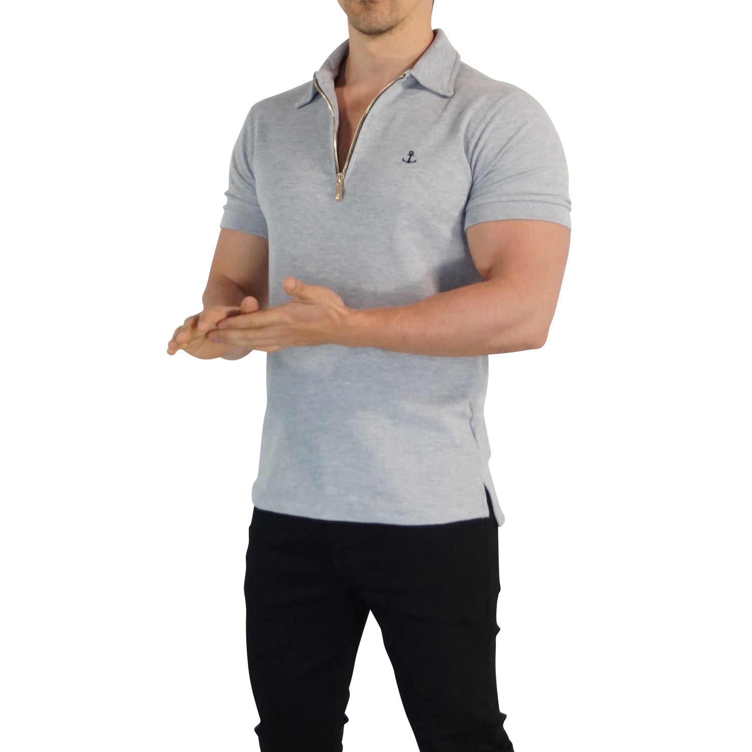 Zipped Polo Manga Corta Full Jaspe