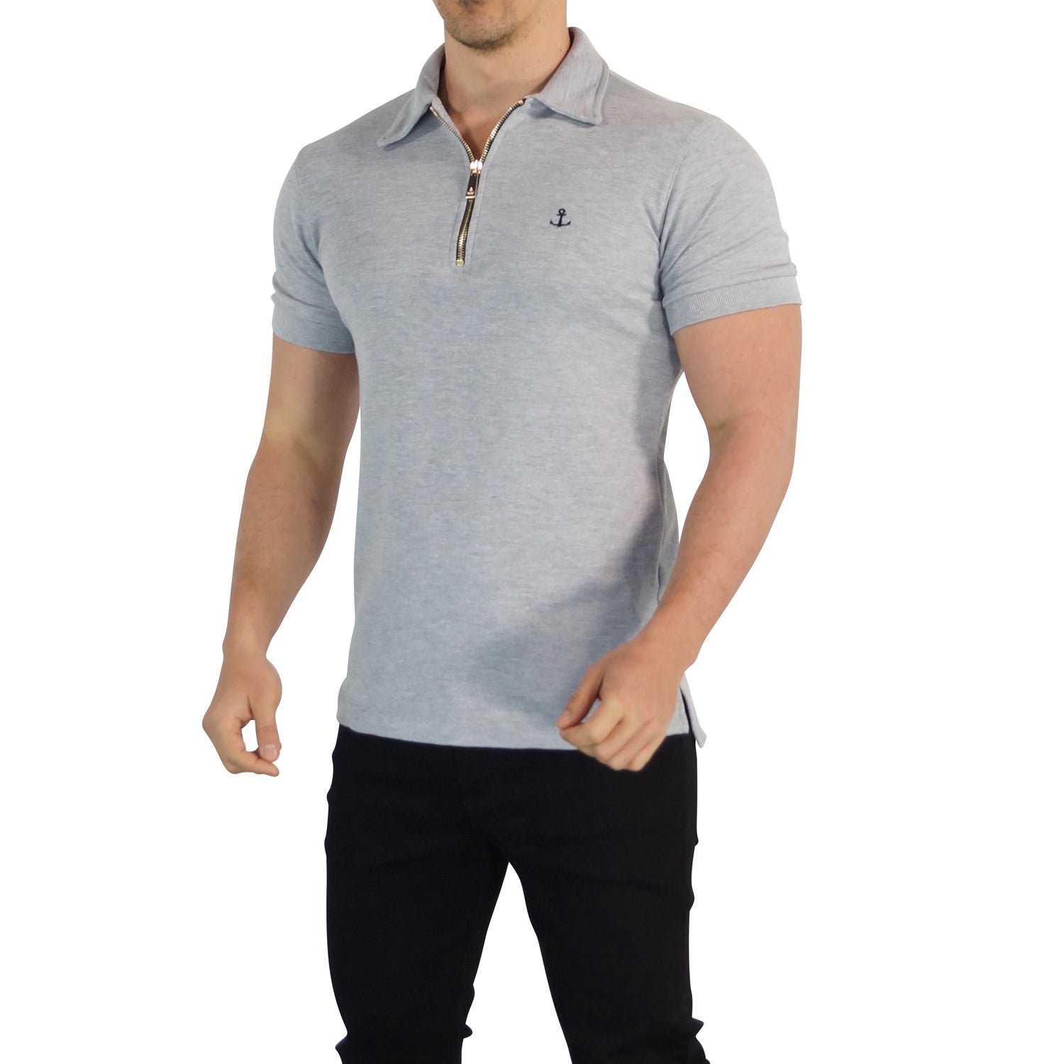 Zipped Polo Manga Corta Full Jaspe