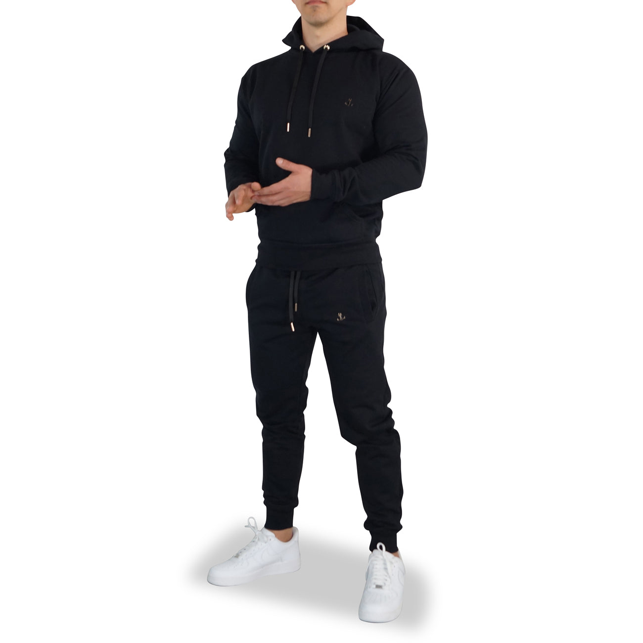 Fleece Tracksuit Black & Gold Metal Emblem