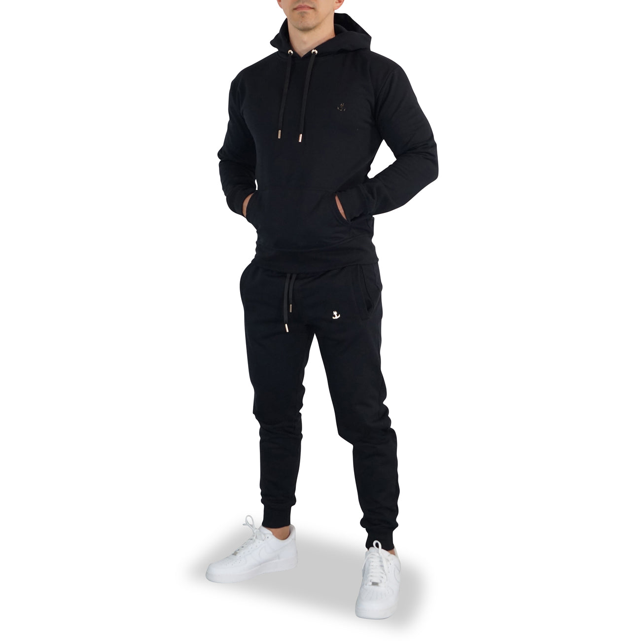 Fleece Tracksuit Black & Gold Metal Emblem