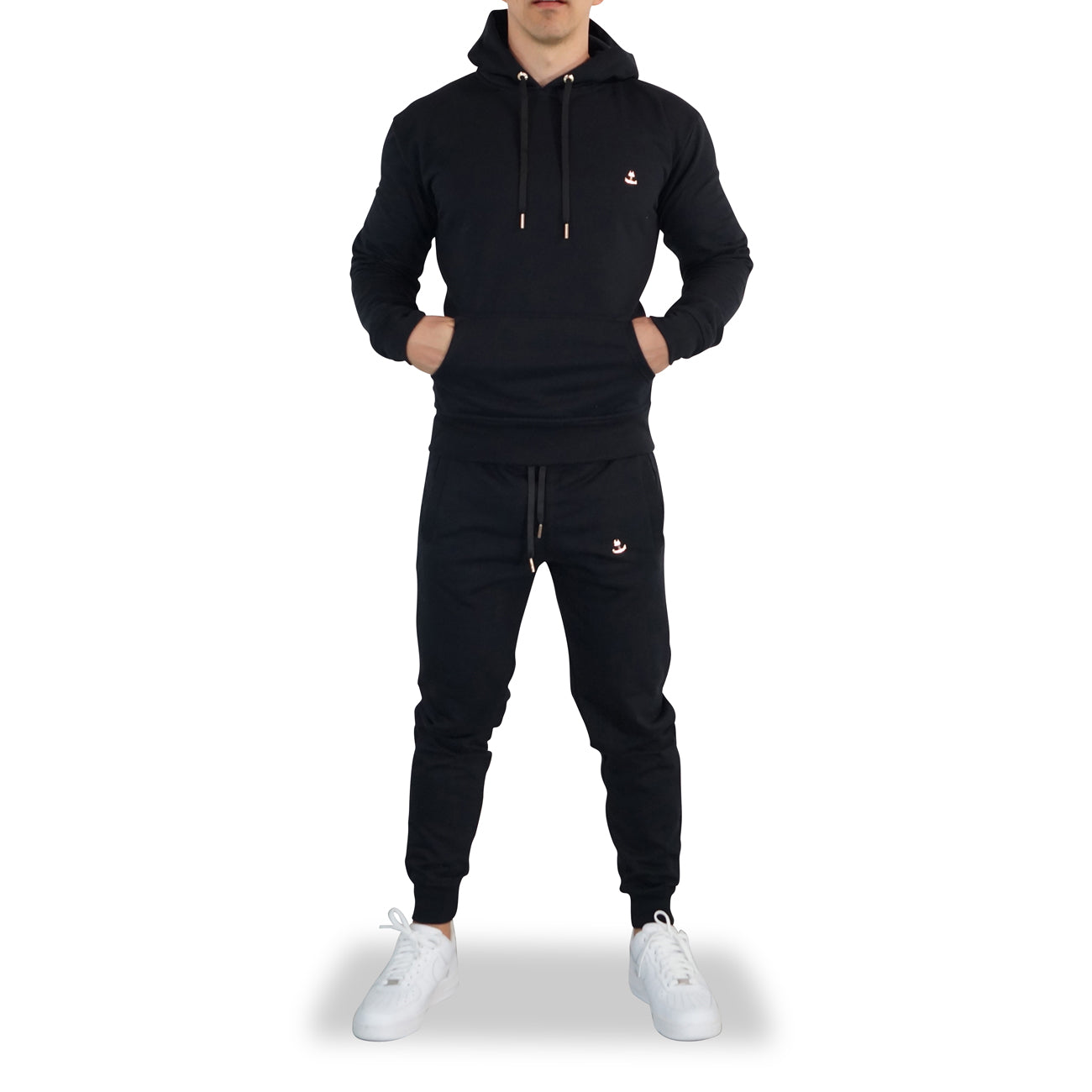 Fleece Tracksuit Black & Gold Metal Emblem
