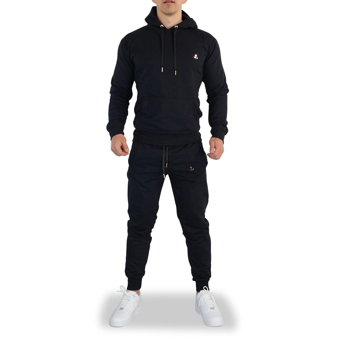 Fleece Tracksuit Black & Gold Metal Emblem