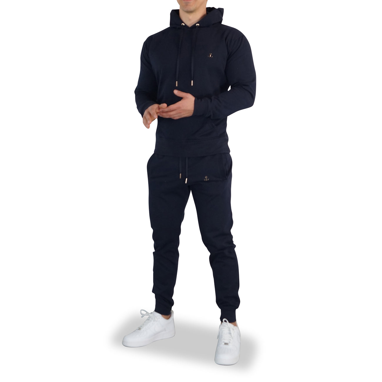 Fleece Tracksuit Navy & Gold Metal Emblem