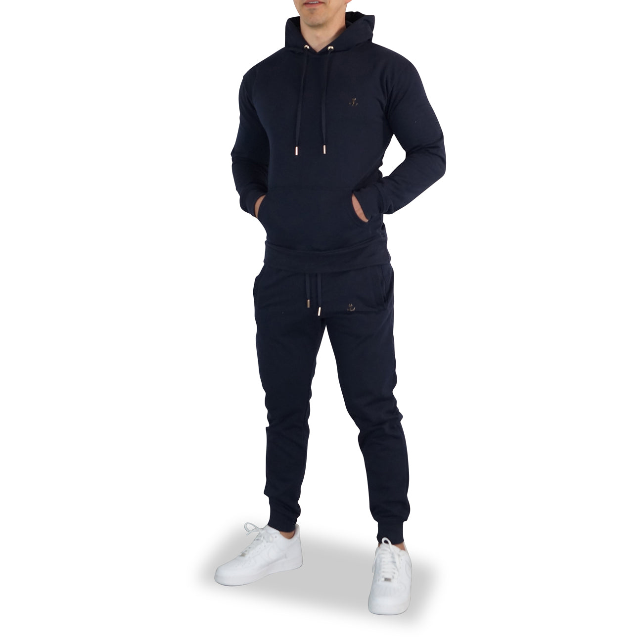 Fleece Tracksuit Navy & Gold Metal Emblem