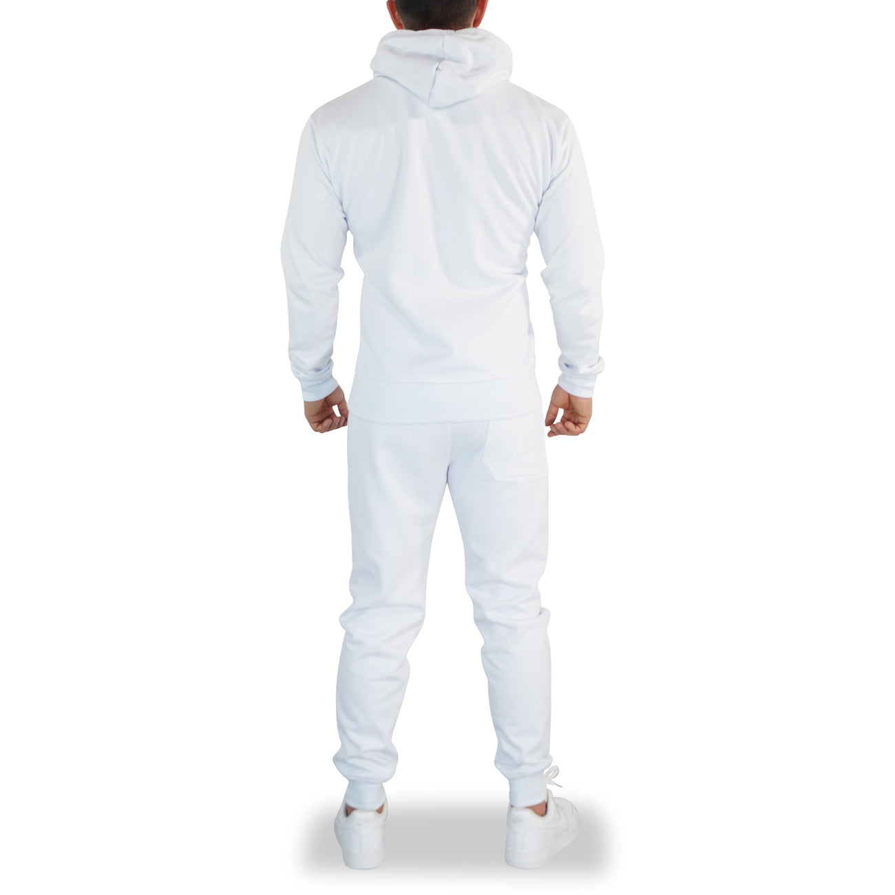 Fleece Tracksuit White & Gold Metal Emblem