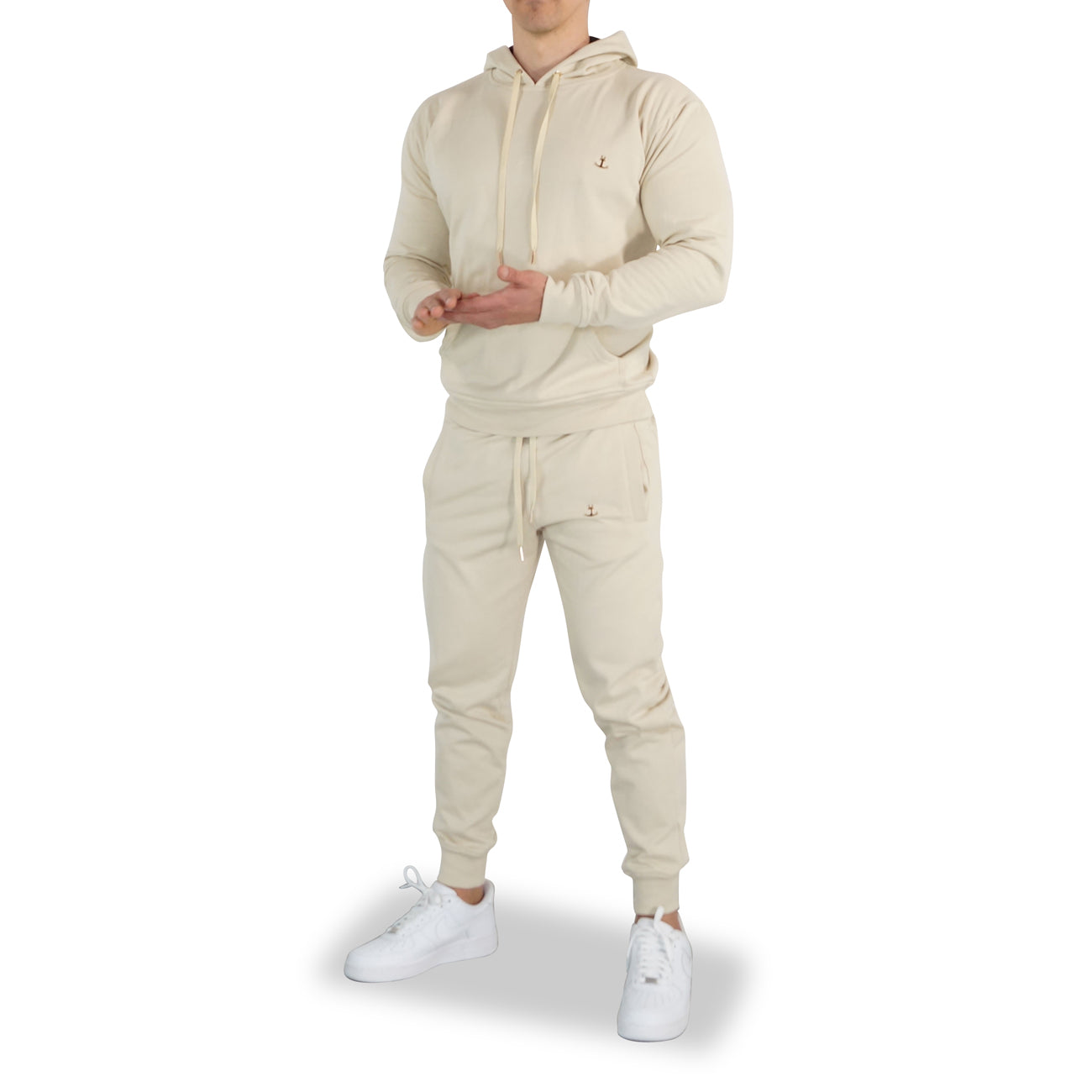Fleece Tracksuit Beige & Gold Metal Emblem