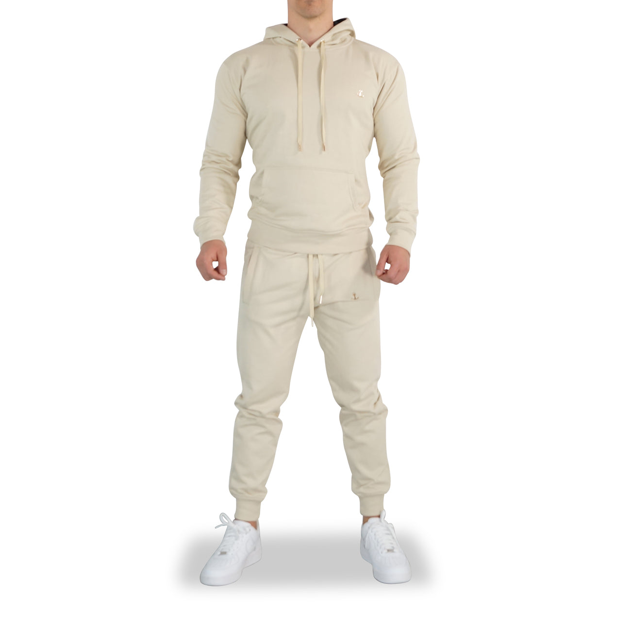 Fleece Tracksuit Beige & Gold Metal Emblem